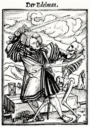 De Dood en de Edelman, uit De Dans van de Dood, gegraveerd door Hans Lutzelburger, c.1538