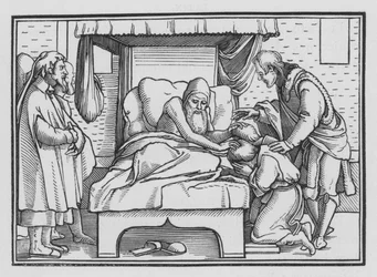 Jakob zegent Jozef en zijn twee zonen, Genesis XLVIII, 14