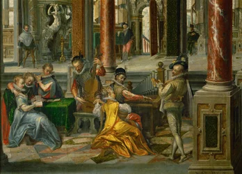 Paleisarchitectuur met muzikanten