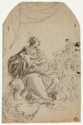 Madonna en kind met de heiligen Elizabeth, Johannes en Anne