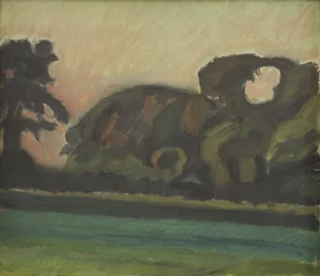 Landschap na zonsondergang