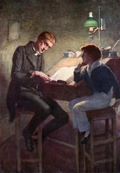 David Copperfield en Uriah Heep (kleur litho)