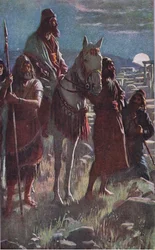 Nehemiahs middernachtelijke onderzoek, illustratie uit Pictures That Teach The Crown Series, 1920