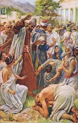 St. Paulus in Lystra, illustratie uit Harold Copping Pictures: The Crown Series, ca. 1920s