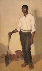 Portret van een zwarte tuinman, ca. 1905