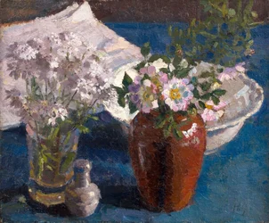 Stilleven: Bloemen op een tafel, ca. 1909 (olieverf op doek)