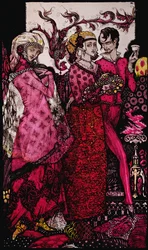 Bert de Bigfoot, gezongen door Villon, illustratie van Harry Clarke uit “Queens” van J.M. Synge