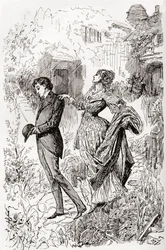 Estella en Pip in de tuin van Miss Havisham