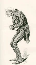 Old Chuffey. Illustratie door Harry Furniss voor de roman Martin Chuzzlewit van Charles Dickens, uit The Testimonial Edition, uitgegeven 1910.