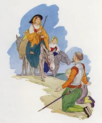 Illustratie voor Don Quichot (kleurenlitho)
