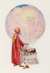 "Leg uw hand niet op de jongen" (kleurenlitho)