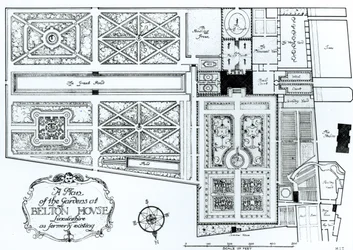 Een Plan van de Tuinen bij Belton House, Lincolnshire, zoals vroeger bestaand, ca. 1900