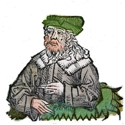 Portret van Plotinus, Griekse filosoof. Houtsnede uit 