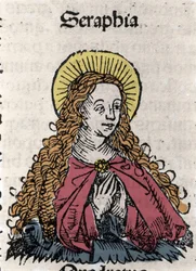 Portret van Sint Seraphia (Serapia) (Seraphia van Syrië), christelijke martelaar van de 2e eeuw. Uit 