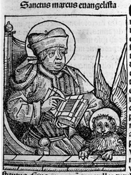 Afbeelding van de evangelist Sint Marcus. Gravure uit 
