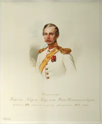 Portret van Baron Karl Karlovich von Stackelberg 1816-1887 uit het Album van de Keizerlijke Huzaren, 1846-1849