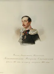 Portret van Konstantin Fyodorovich Opochinin 1808-1848 Uit het Album van de Keizerlijke Huzaren, 1846-1849