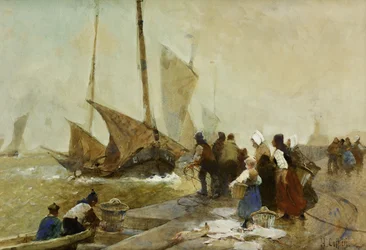 Een drukke kade in Bretagne met terugkerende vissersboten