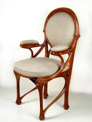 Art Nouveau: Amerikaanse walnoot fauteuil