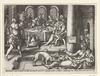Lazarus bedelt aan de deur van de rijke man