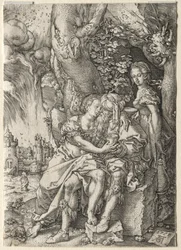 Het verhaal van Lot: Lot met zijn dochters, 1555
