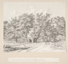 De ingang van Charlottenlund Bos vanaf de zeezijde