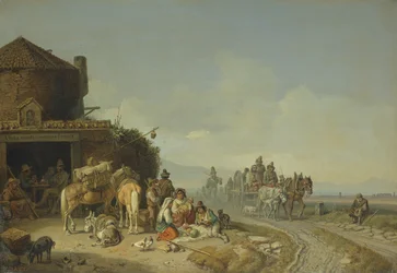 Reizigers Voor een Herberg Langs de Weg