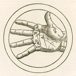 De hand van handleeskunde gravure uit De occulta philosophia libri tres