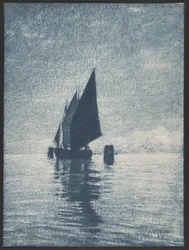 Afgemeerde zeilboot