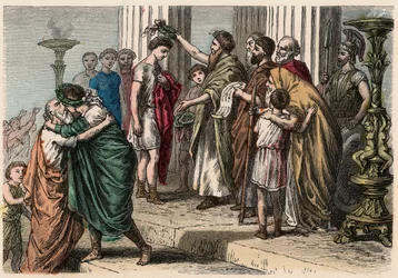 Het oude Griekenland: kroning van de olympische winnaar, 1866
