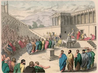 Oud-Griekenland: Theater - Opvoering van de tragedie Agamemnon