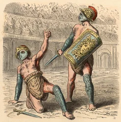 Oud Rome: Gladiatorengevechten in amfitheater