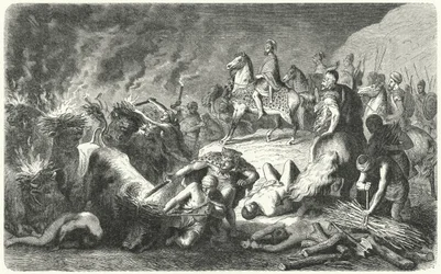 Hannibal bij het Beleg van Casilinum, 216-215 v.Chr. (gravure)