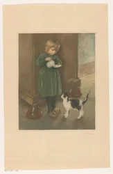 Meisje dat een kat voert
