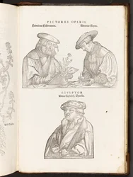 Kunstenaars en Graveur, illustratie uit De historia stirpium commentarii insignes door Leonhart Fuchs, 1542