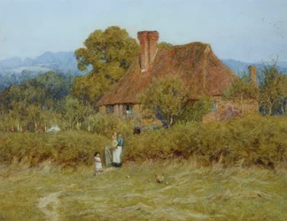 Cottage bij Broadham Green, Surrey, in Zonsonderganglicht