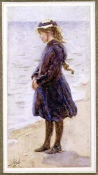 Portret van een meisje op een strand
