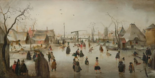 Schaatsen in een dorp