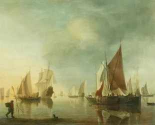 Schepen voor Anker in een Kalm Zee; Avondlicht, c.1650-60