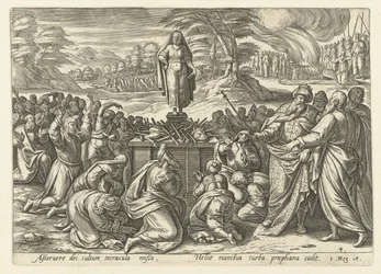 Elia wedijvert met de profeten van Baäl, uit de serie Geschiedenis van Elia