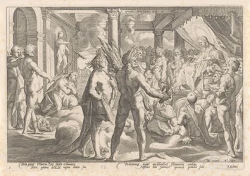 Phaëthon vraagt Apollo of hij in diens wagen mag rijden