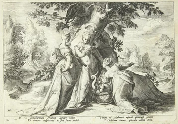 De dochters van Kekrops openen de mand die hen door Minerva is toevertrouwd