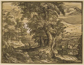 Landschap met een herderspaar