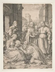 De Aanbidding der Wijzen, uit de serie De Geboorte en Vroege Leven van Christus