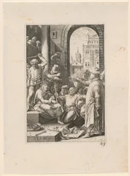 De bespotting van Christus, blad 7 uit de serie „De Passie“
