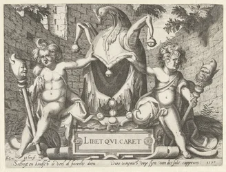 Twee putti met een narrenkap