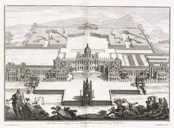 Castle Howard in Yorkshire, uit "Vitruvius Britannicus", of "The British Architect, containing the Plans, Elevations, and Sections of the regular buildings both publick and private, in Great Britain" door Colin Campbell