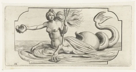 Vrouwelijk figuur met drietand van Neptunus