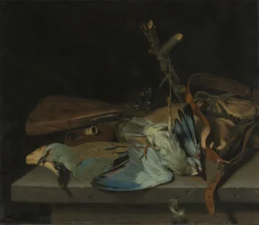 Stilleven met jachtgerei en vogels
