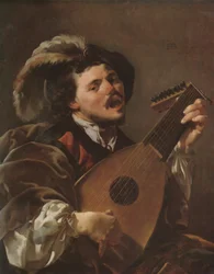Dutch: Zingende luitspelende man A Man playing a Lute